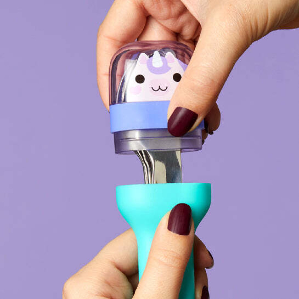 Zoku Pocket Neatly Nesting Set of 3 Utensils has a Spoon, Fork and Knife, . Kitty - 6