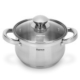 Fissman Stockpot Felina 18cm/2.9LTR With Glass Lid Stainless Steel - 1 miniature