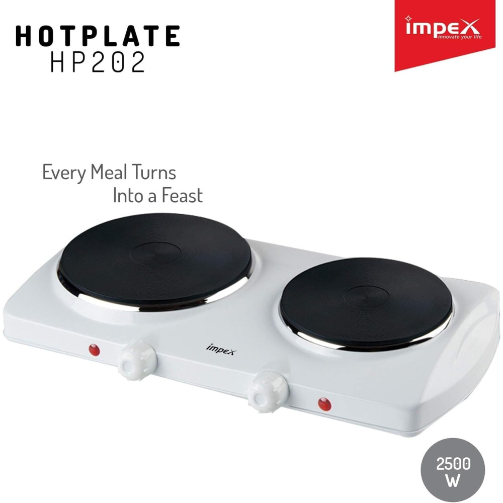 Electric Hot Plate Impex HP 202 Stainless Steel Double with Auto Thermostat, 2500W - 2