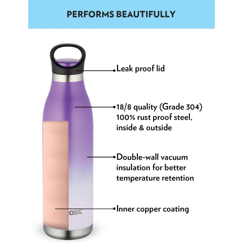 زجاجة مياه معزولة، 750 مل، بنفسجي - 4