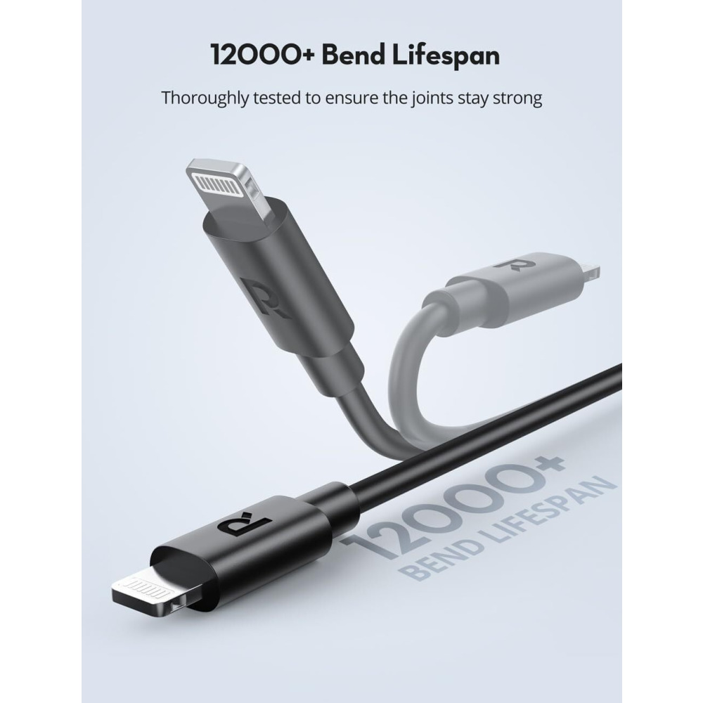 RAVPOWER Type-C to Lighting Charger Cable, 2M (6.6ft) Charging Cable - 3