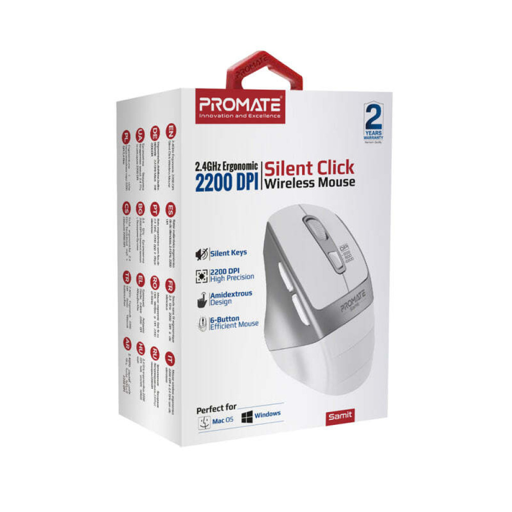 ماوس لاسلكي بروميت ساميت 2.4 جيجاهرتز مريح 2200 نقطة في البوصة بنقرة صامتة - 1