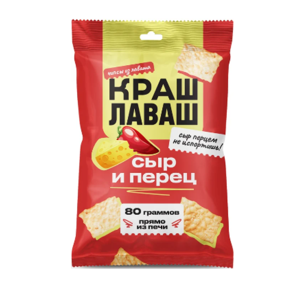 Crash Lavash, Chips With Cheese And Pepper, 80 g - 1