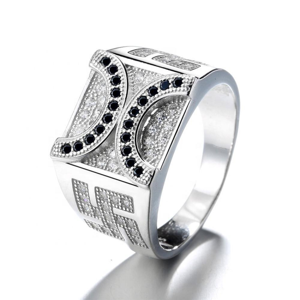 Fashionable and Beautiful 925 Silver Black Zircon Man Ring  - 1