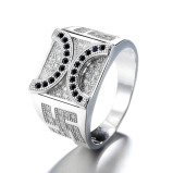 Fashionable and Beautiful 925 Silver Black Zircon Man Ring  - 1 miniature