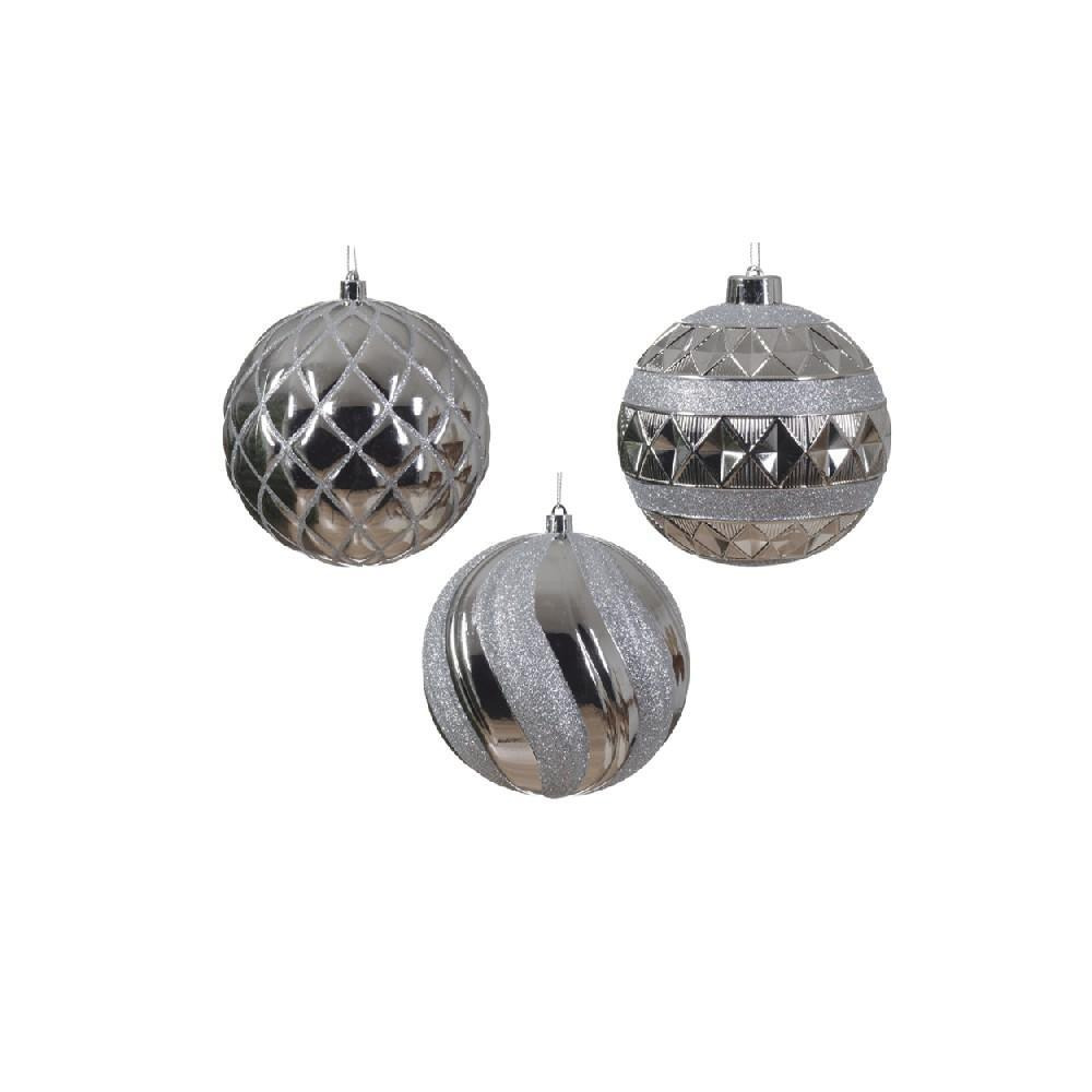 Kaemingk Decoris 12cm Baubles Shatterproof Silver Assorted 1 Piece - 1