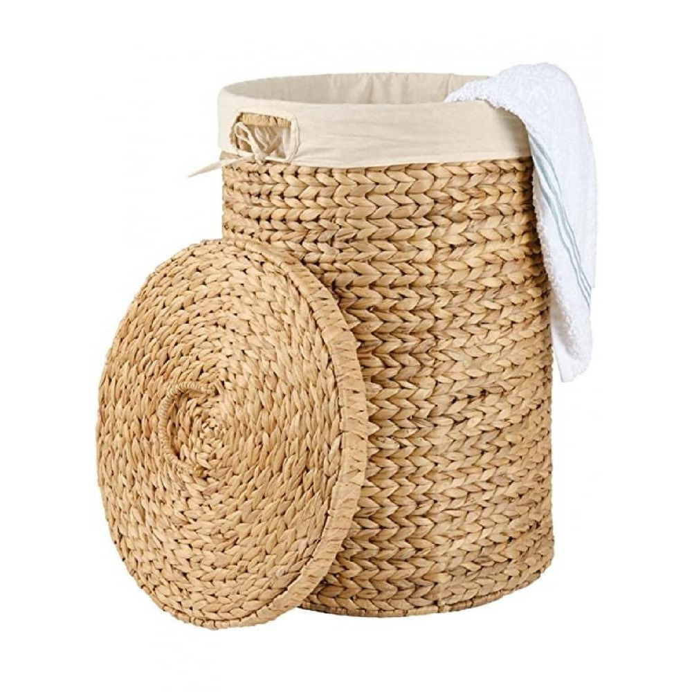 Homesmiths Round Water Hyacinth Laundry Hamper Dia-44 x 62 cm - 5