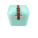 Polarbox Classic Cooler Box with Leather Strap, Cyan \& Baby Rose Rigid Thermal Insulated Ice for Beach, Picnic Party,  12L, Cyan \& Baby Rose  - 1 miniature