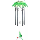 Exhart Solar Flower Wind Chime with 8 White LEDs Green Hummingbird - 1 miniature