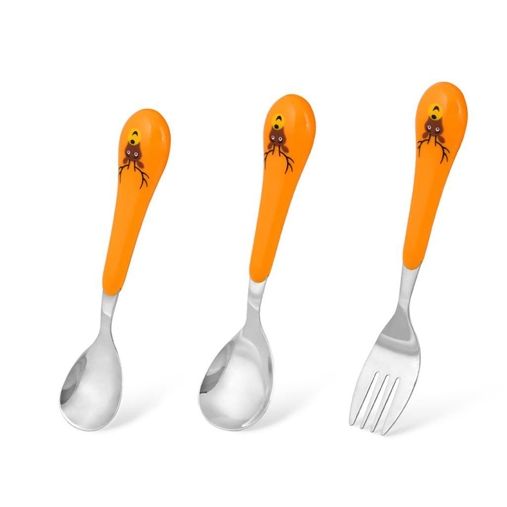 Fissman 3-Piece Stainless Steel Deer Shape Cutlery Set Orange\/Silver 15.5cm - 1