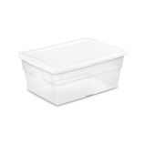 Sterilite Пластиковая Коробка Для Хранения С КРЫШКОЙ, БЕЛАЯ — 16 литров - 1 miniature