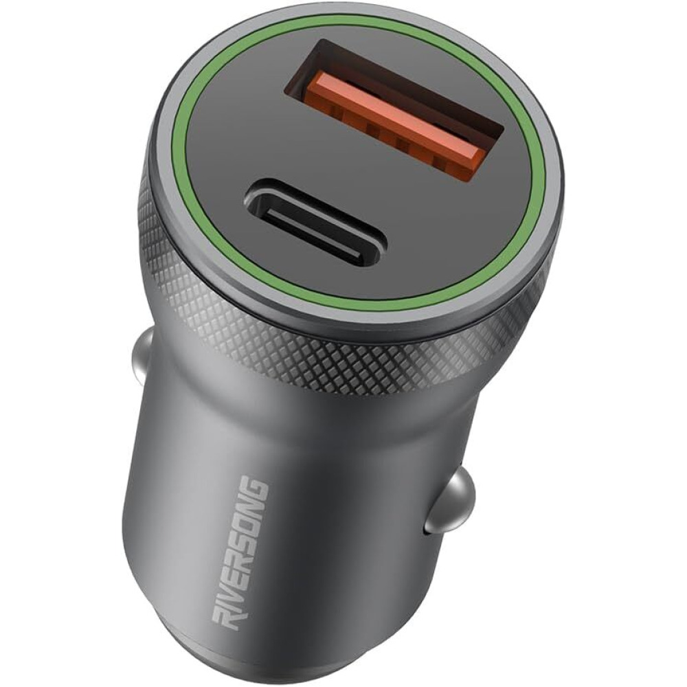 Riversong Dual Port PD20W And Qc3.0 Car Charger, CC20, Gun Silver - 1