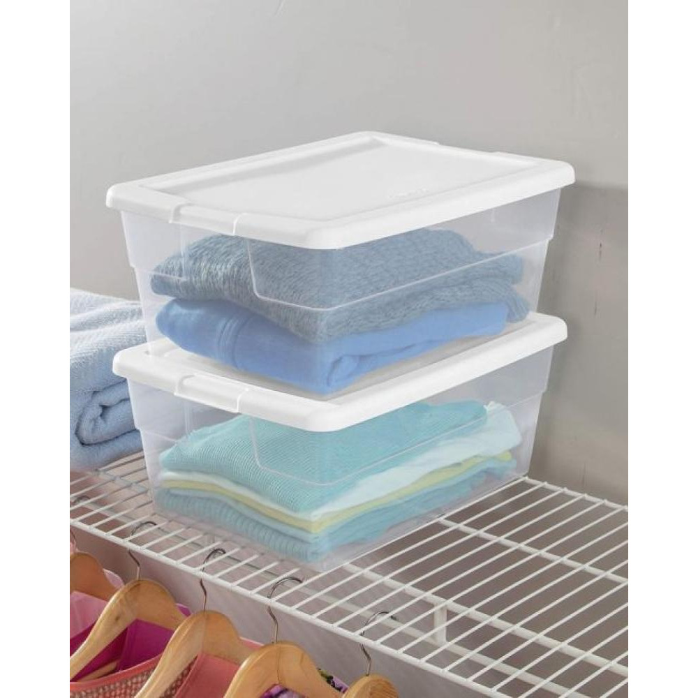 Sterilite Пластиковая Коробка Для Хранения С КРЫШКОЙ, БЕЛАЯ — 16 литров - 3