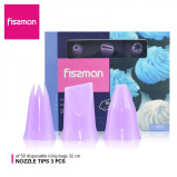 Fissman 50-Piece Dispossable Pipping Bags With 3 Tips Couplers Purple 35cm - 3 miniature