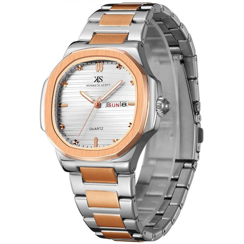 Kenneth Scott Men's White Dial Analog Watch - K22034-KBKW - 2