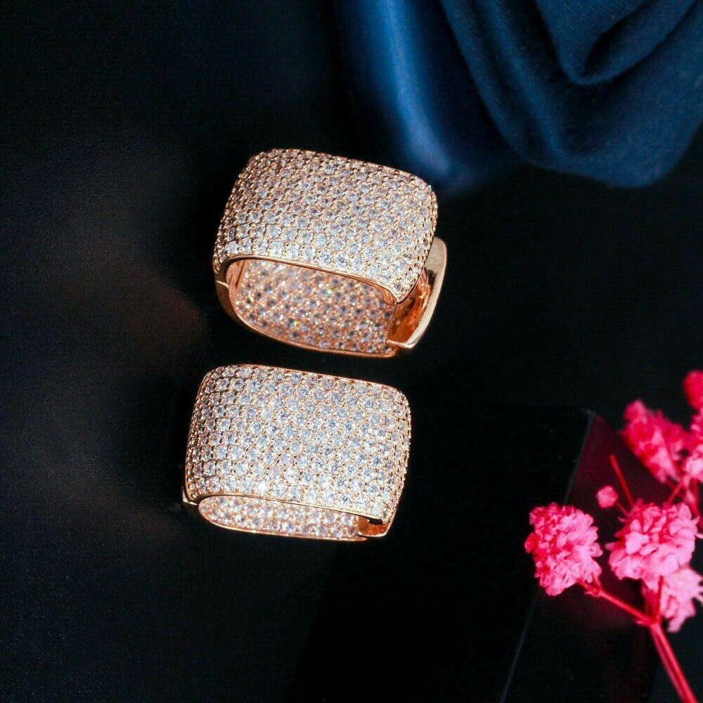 أقراط دائرية مطلية بالذهب الوردي بالكامل من الزركون الزركونيوم الزركونيوم على شكل حرف U - 3