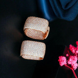 أقراط دائرية مطلية بالذهب الوردي بالكامل من الزركون الزركونيوم الزركونيوم على شكل حرف U - 3 miniature