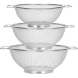 Fissman Strainer Sets with Resting Base - 20cm, 22cm, 26cm - Stainless Steel Colander Strainer with Handle - 1 miniature