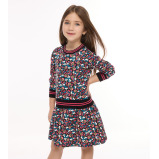 Girls' All-Over Floral Print Long Sleeves Multicolor Dresses (2-3 YRS) - 2 miniature