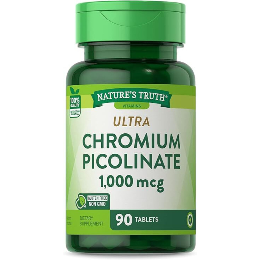 Nature's Truth Chromium Picolinate 1000Mcg أقراص بيكولينات الكروم الفائقة 90 قرصًا 90 وجبة - 1