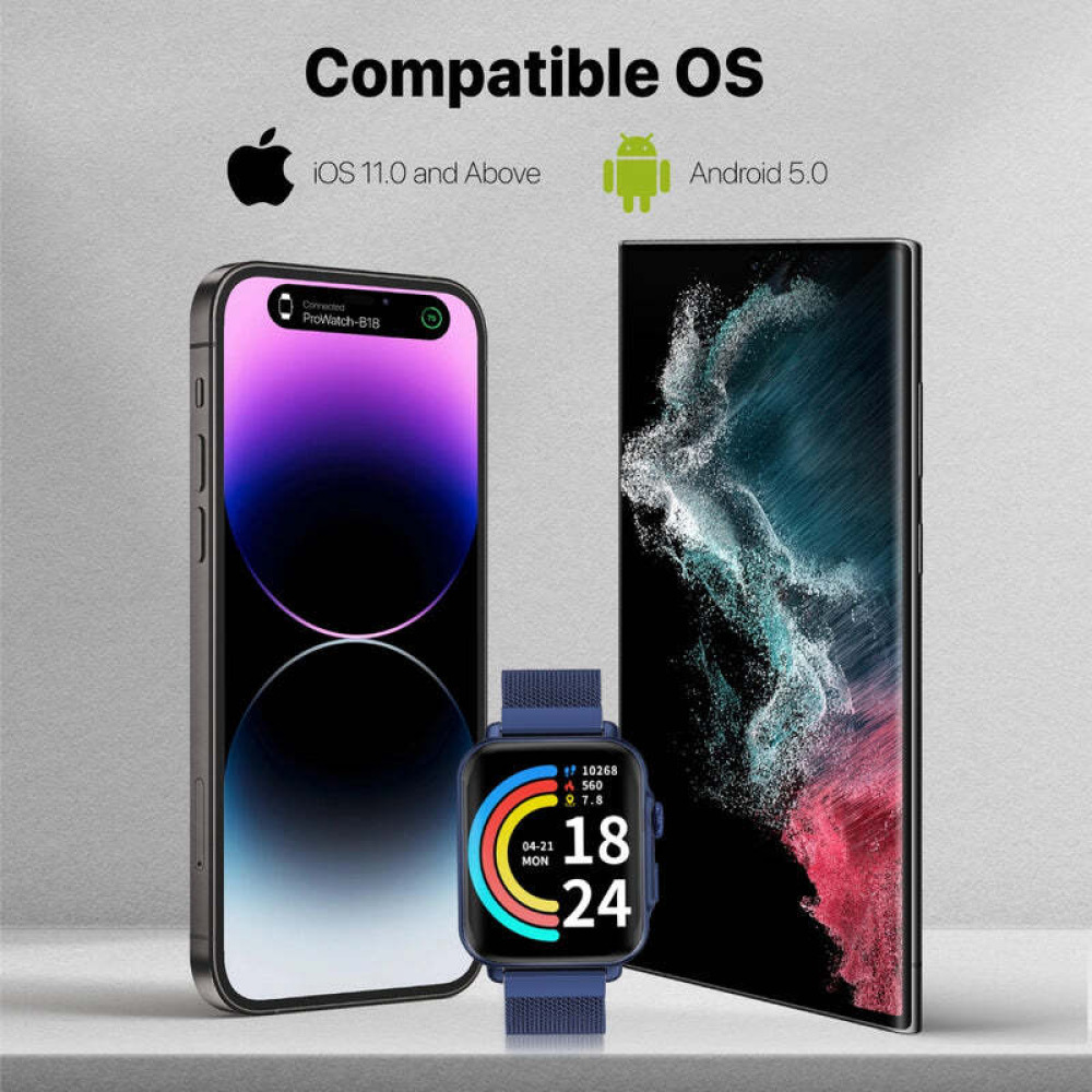 Promate ProWatch-B18 SuperFit™ Smartwatch With Handsfree Support Blue - 3