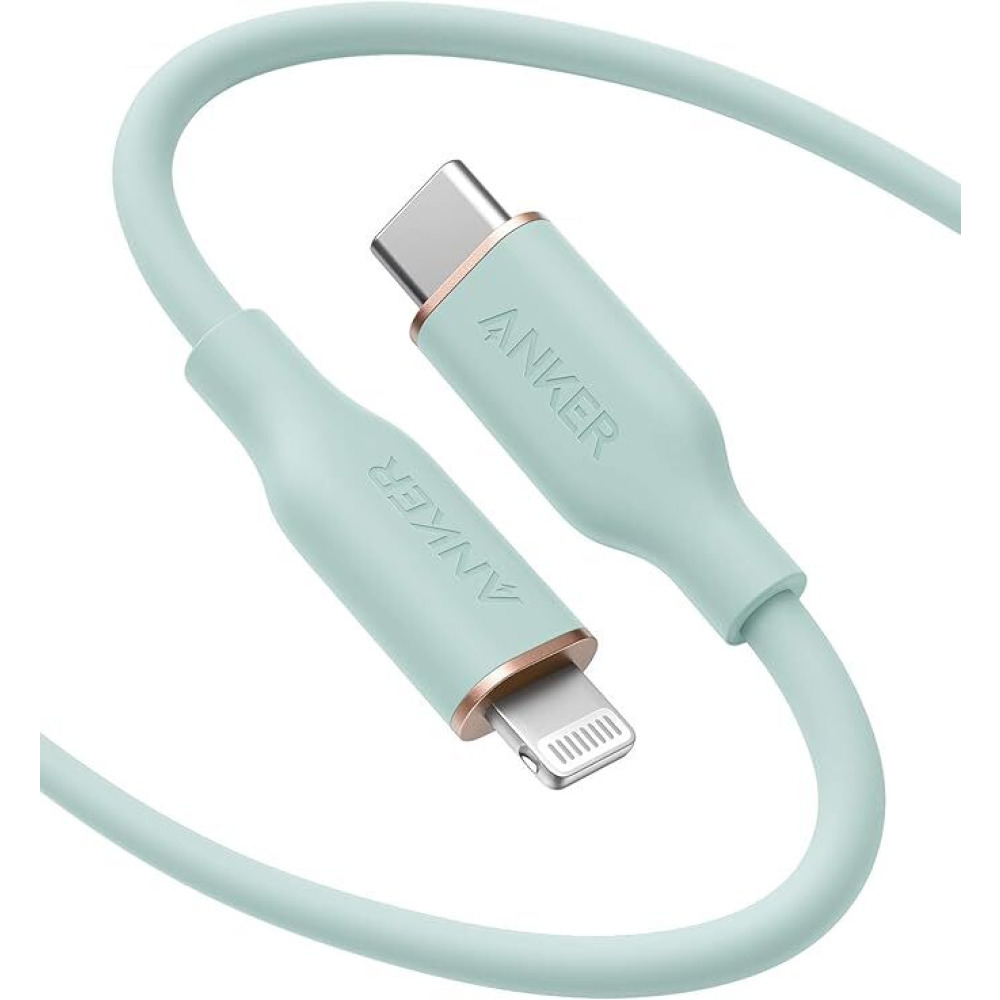 ANKER, Кабель POWERLINE Iii FLOW usb-c — LIGHTNING, 1,8 м, Мятно-Зеленый - 1