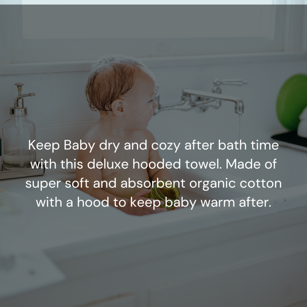 Hooded Towel Under the Nile, Organic Baby Deluxe, Aqua  - 6