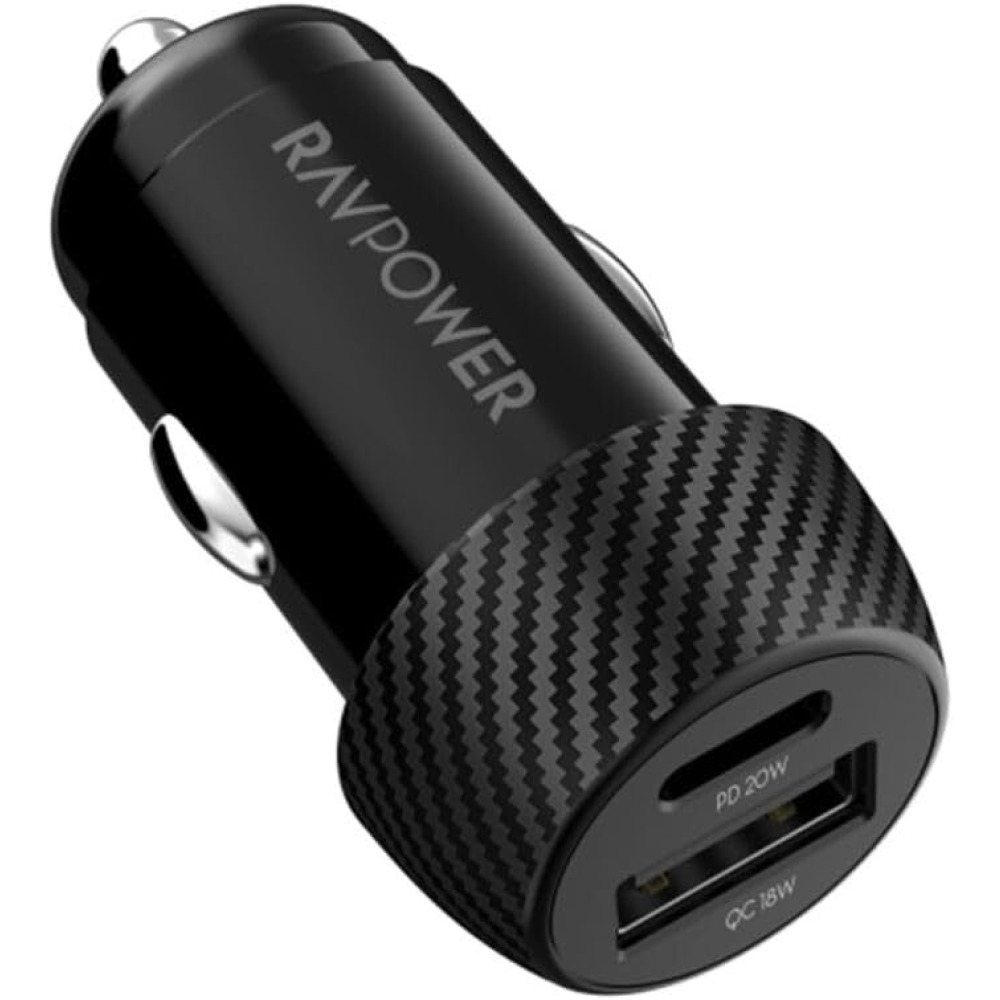 Быстрое АВТОМОБИЛЬНОЕ ЗАРЯДНОЕ Устройство RAVPOWER 20 ВТ, 2 Порта PD И QC, черный - 1