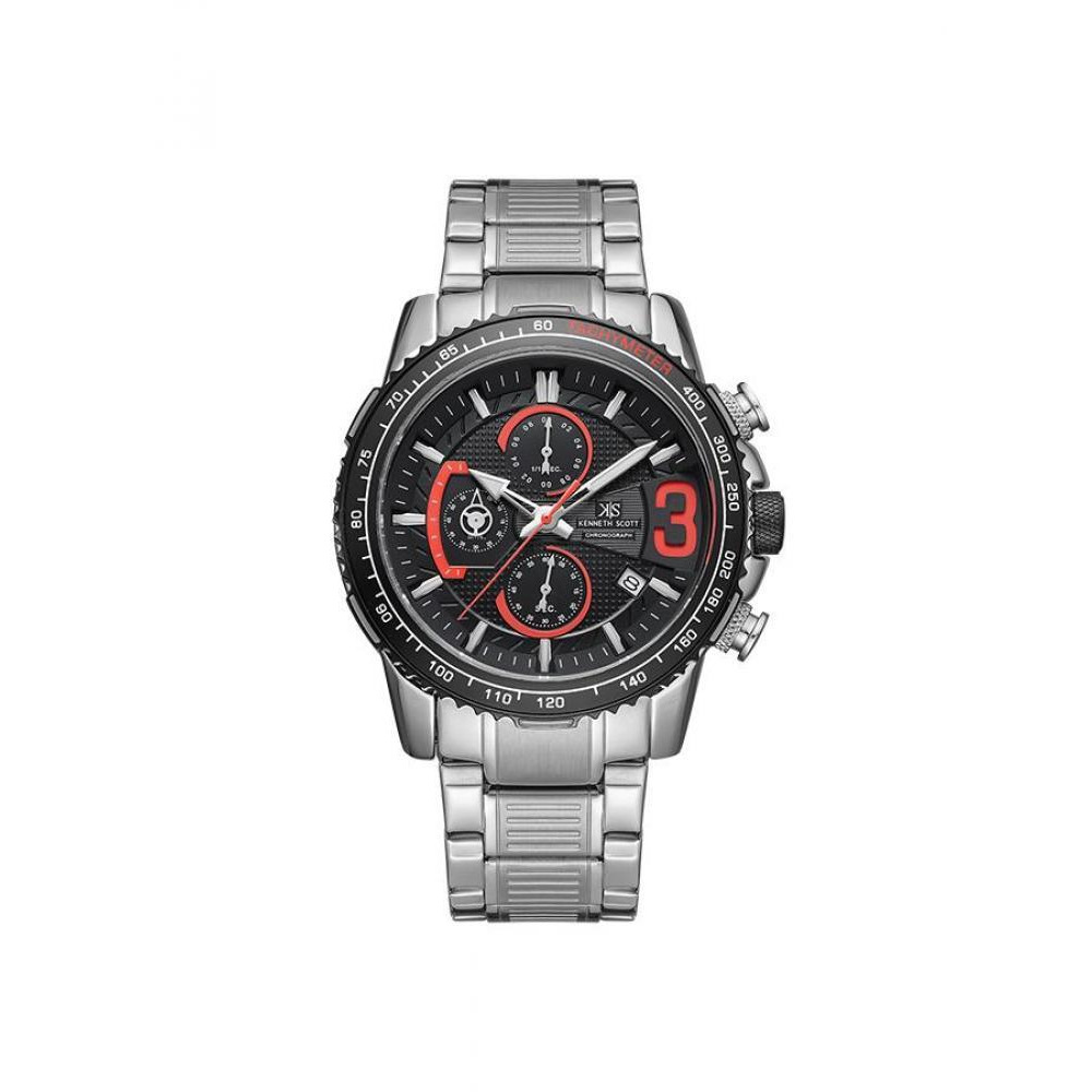 Kenneth Scott Men's Chronograph Black Dial Watch - K22139-SBSB - 1