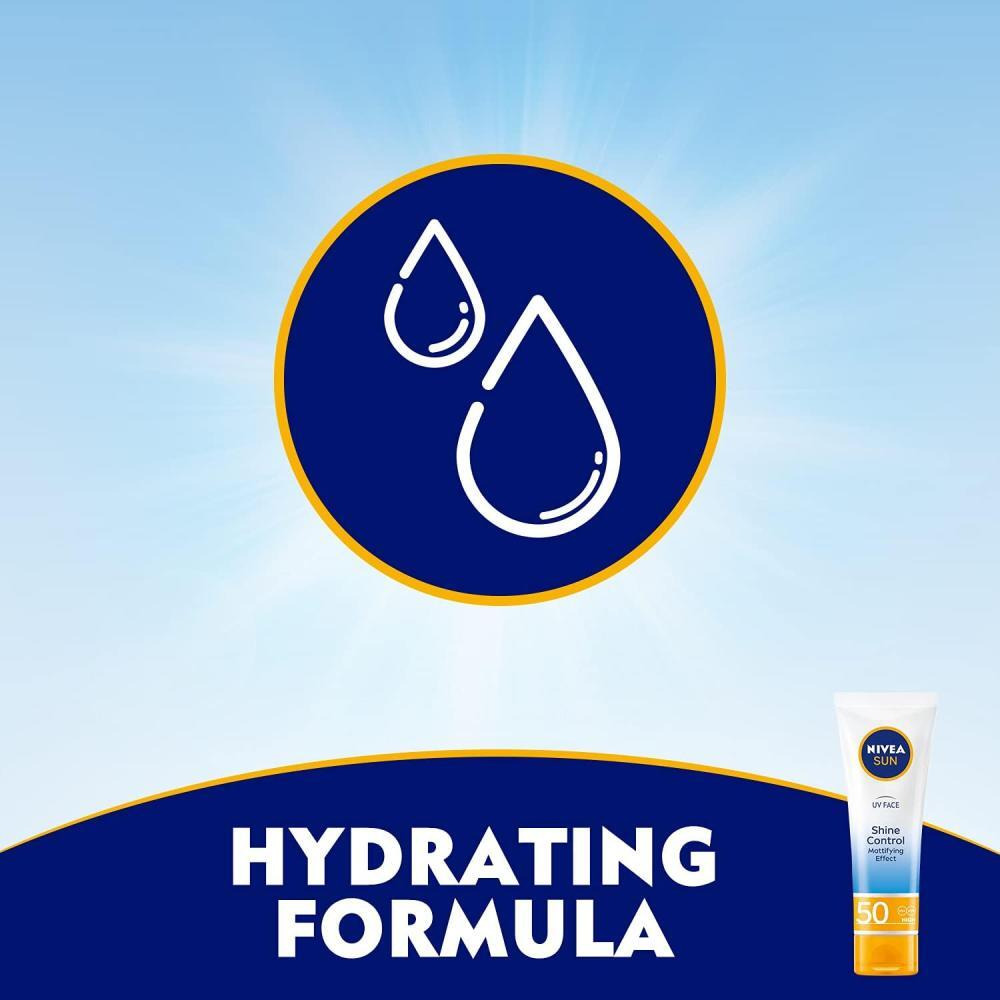 Nivea Sun Face Cream, UV Shine Control Sunscreen Face Protection, SPF 50, 50 ml - 2