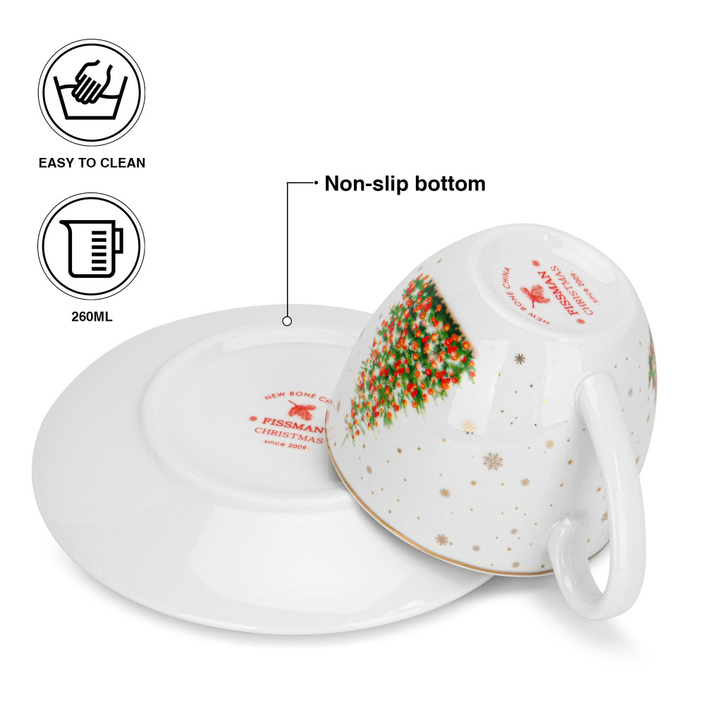 Fissman, Cup And Saucer 260ml, Christmas, New Bone China - 2