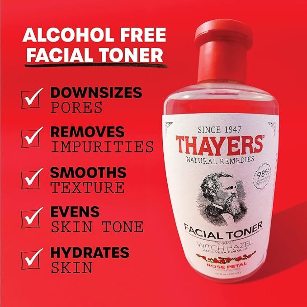 Thayers, Toner, Hazel with organic aloe vera, Rose petal, 355 ml - 2