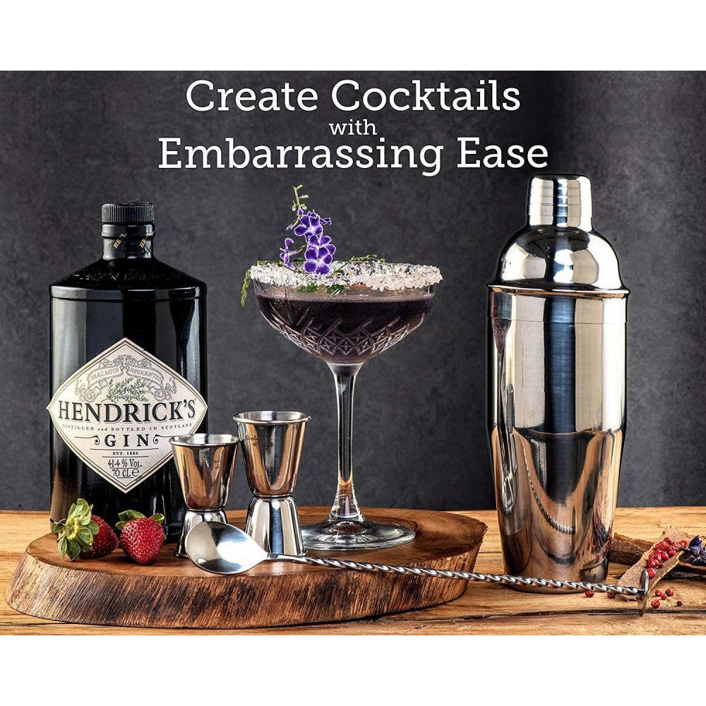 SOING / Bartender kit, 11-piece bar tool set with stylish bamboo stand, Silver - 4