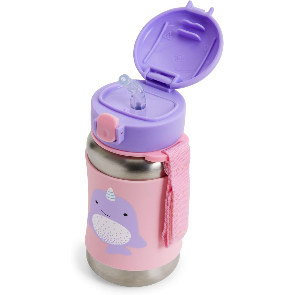 Skip Hop Zoo Stainless Steel Straw Bottle - Narwhal - 2