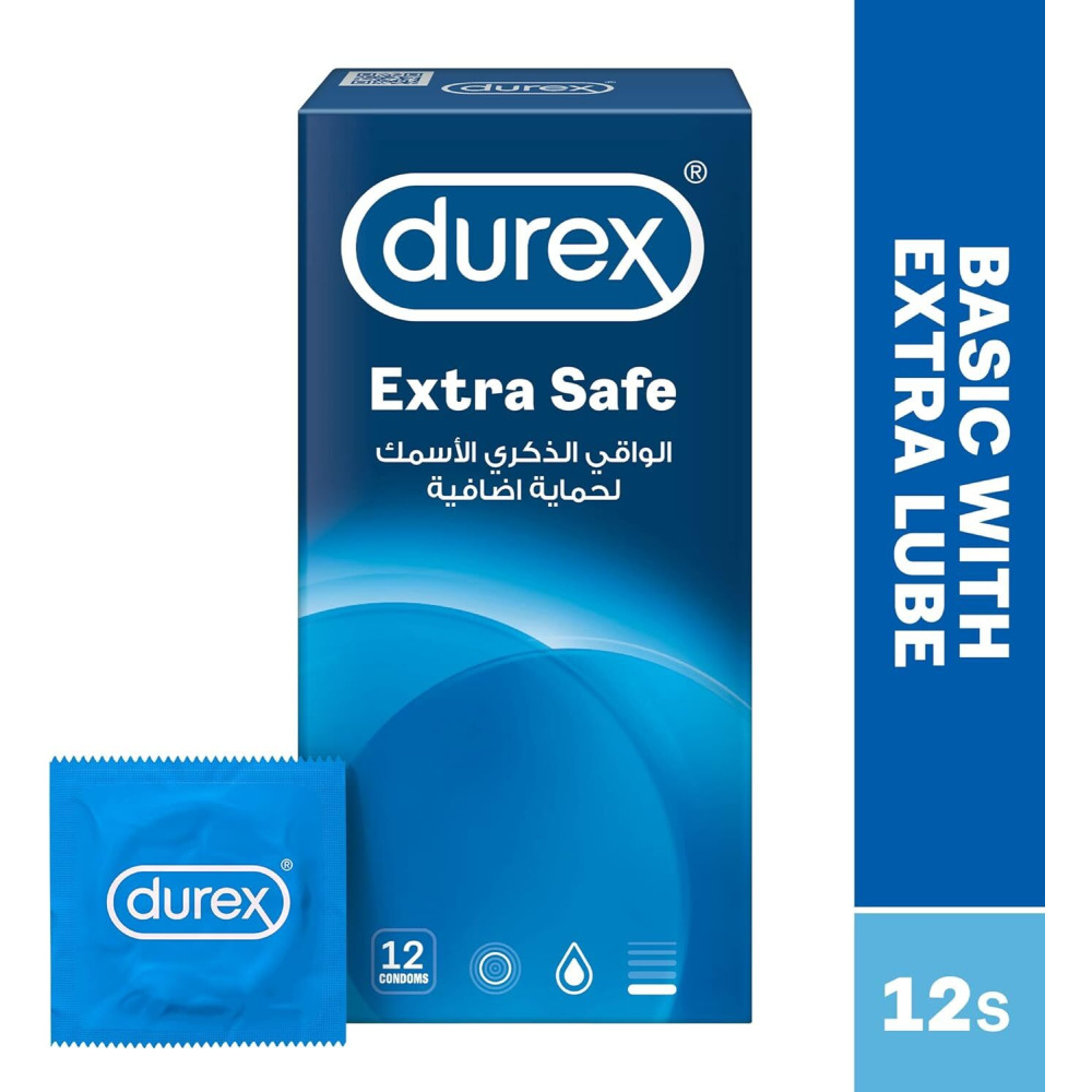 Durex Extra Safe Extra Lubed Condoms for Men, Pack of 12 - 2