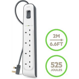 Belkin / Power strip, 4-Way, 2 m cord length, 14Awg capacity with On/Off switch, White - 3 miniature