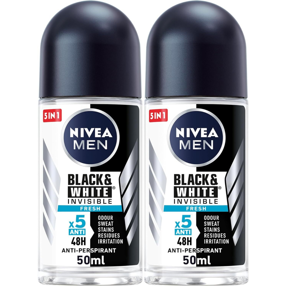 NIVEA MEN Шариковый Антиперспирант для МУЖЧИН, Черный И Белый, Невидимая Защита, СВЕЖЕСТЬ, 2X50 мл - 1