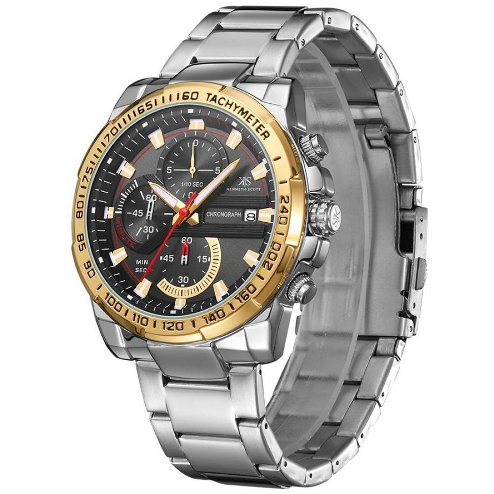Kenneth Scott Men's Black Dial Chronograph Watch - K22101-SBSBG - 2