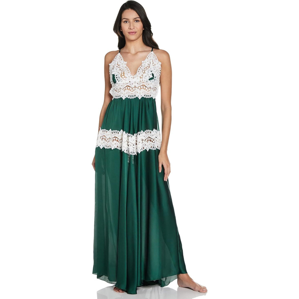 Nightgown Hidden Beauty Lingerie Divine Decadence V-Neck, Olive, one size - 1