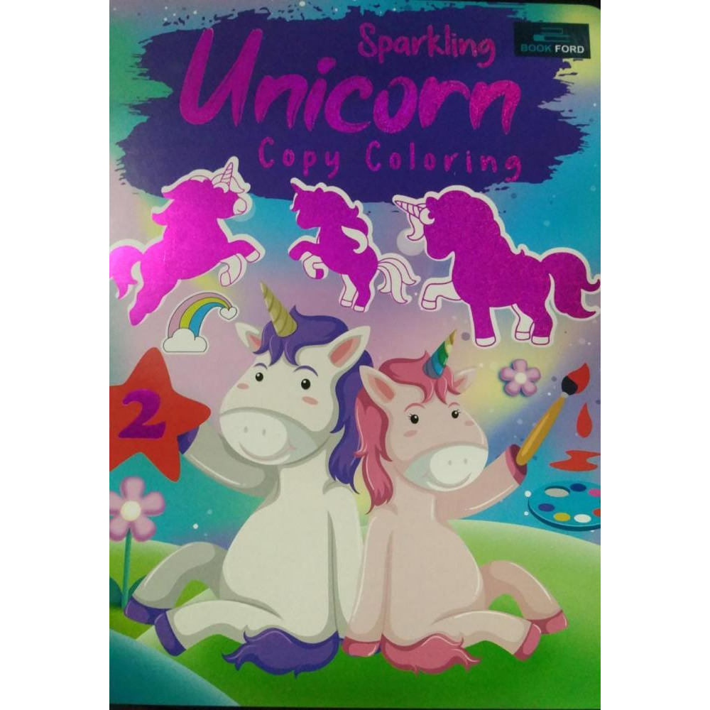 Sparkling Unicorn Copy Coloring - 1