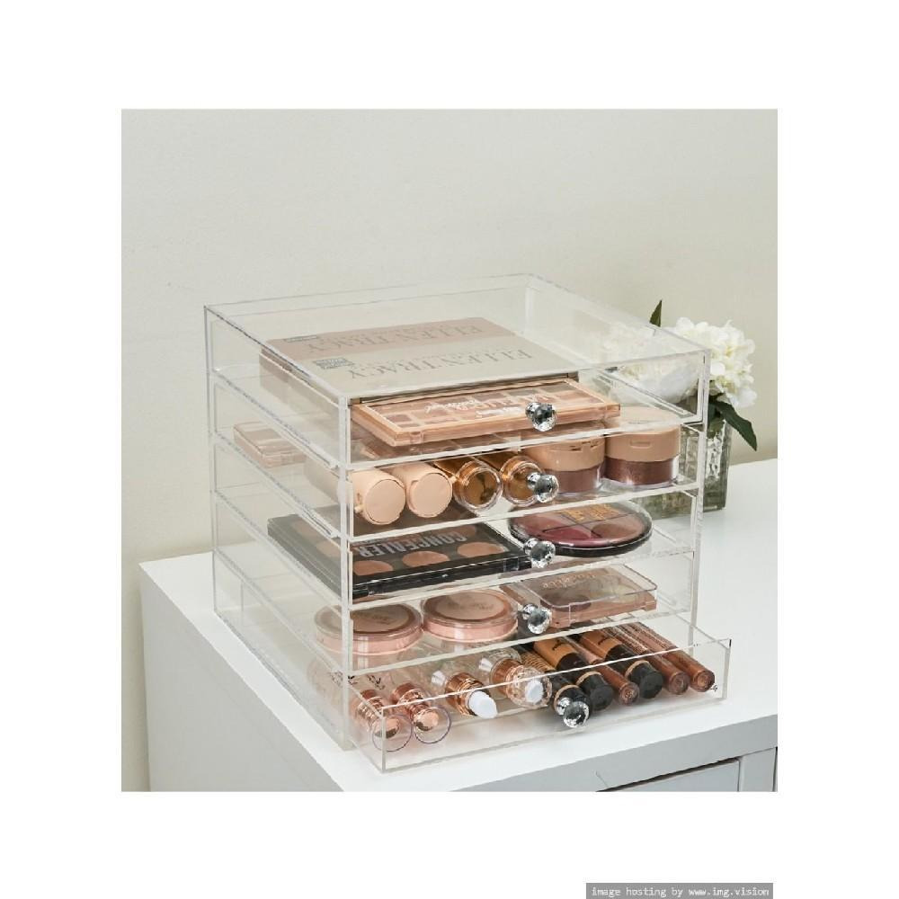 HS Vanity 5 Tiers Acrylic Drawer Beauty Cube Clear Acrylic - 2