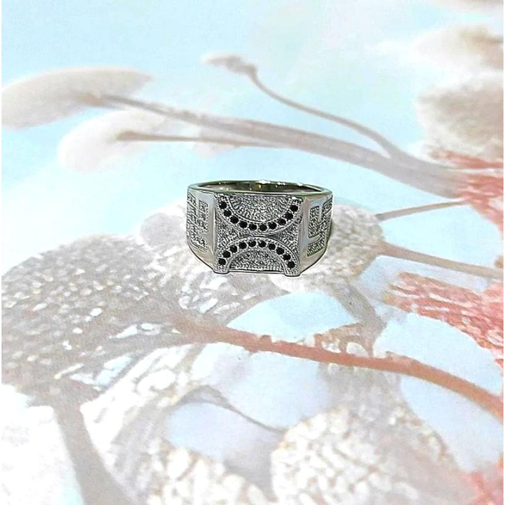 Fashionable and Beautiful 925 Silver Black Zircon Man Ring  - 4