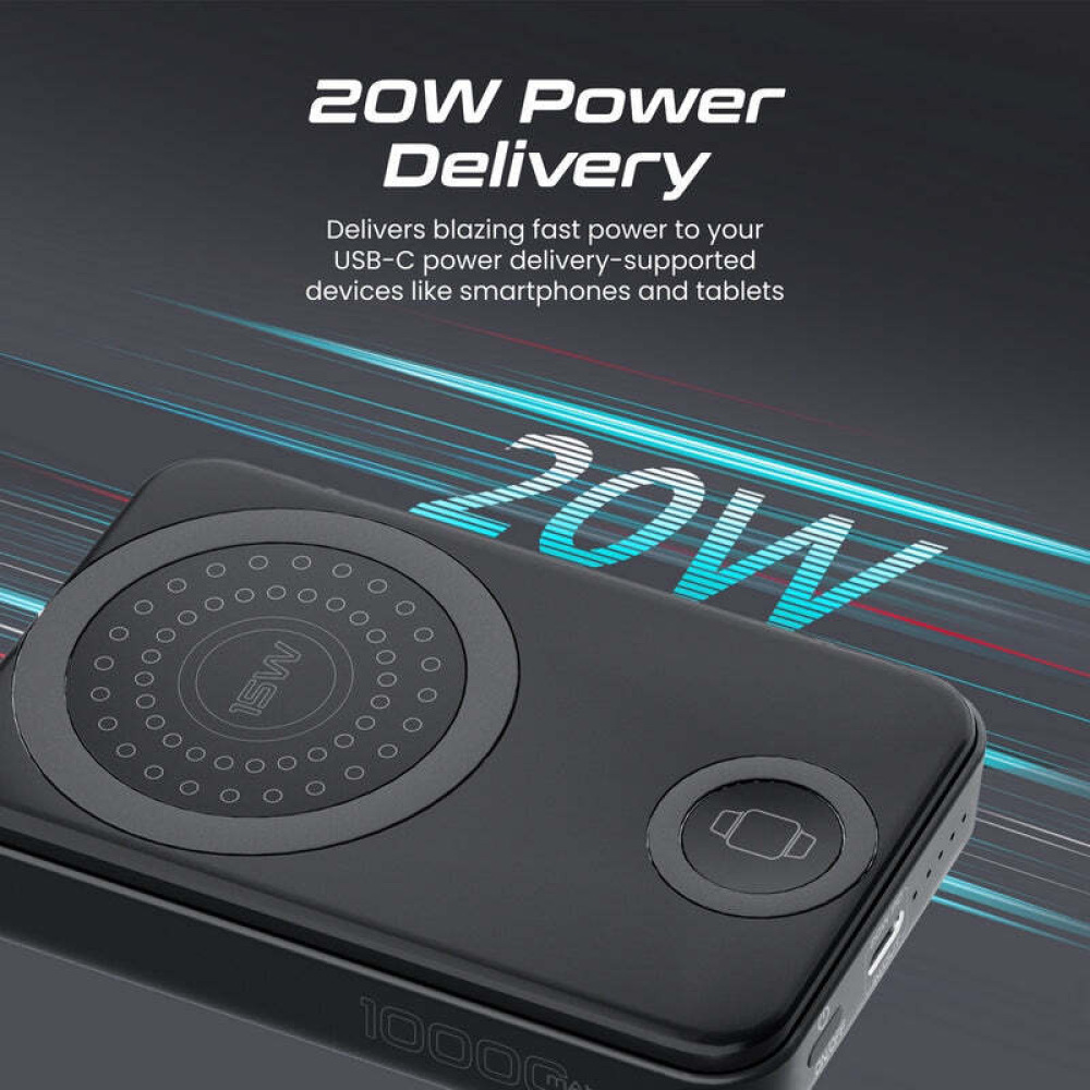 Promate PowerMag-Trio SuperCharge MagSafe Compatible & Apple Watch Wireless Charging Power Bank - 5