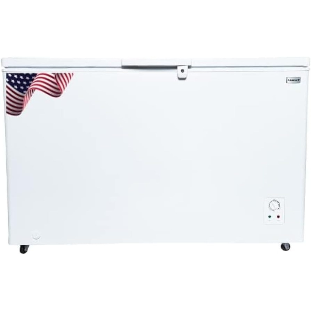 Admiral 400L Chest Freezer with White Interior, Gross capacity of 400L, Net capacity308L, Outside Condenser, Tropical Type with Lock and Key \& Lamp, - 1