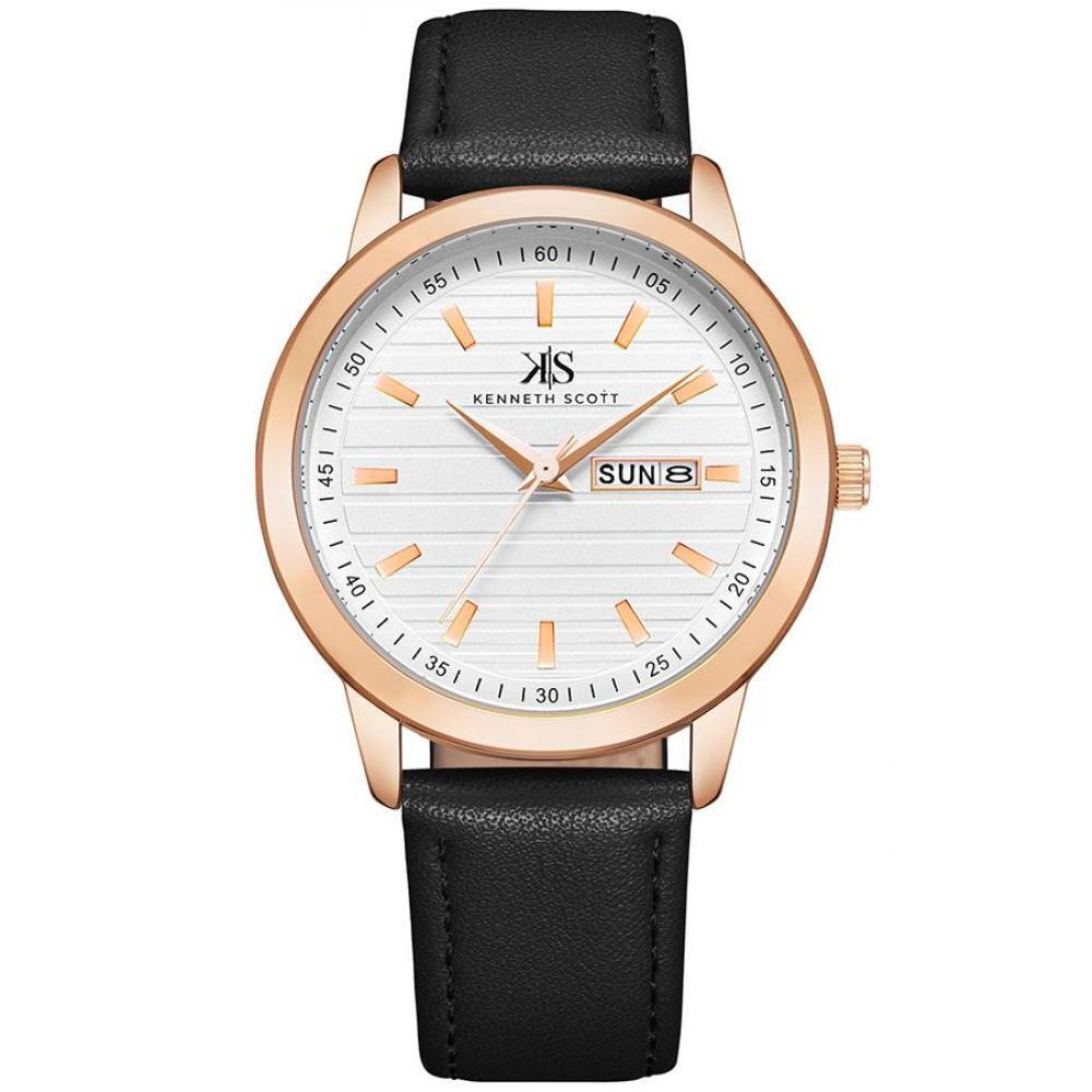 Kenneth Scott Men's White Dial Analog Watch - K22027-RLBW - 1