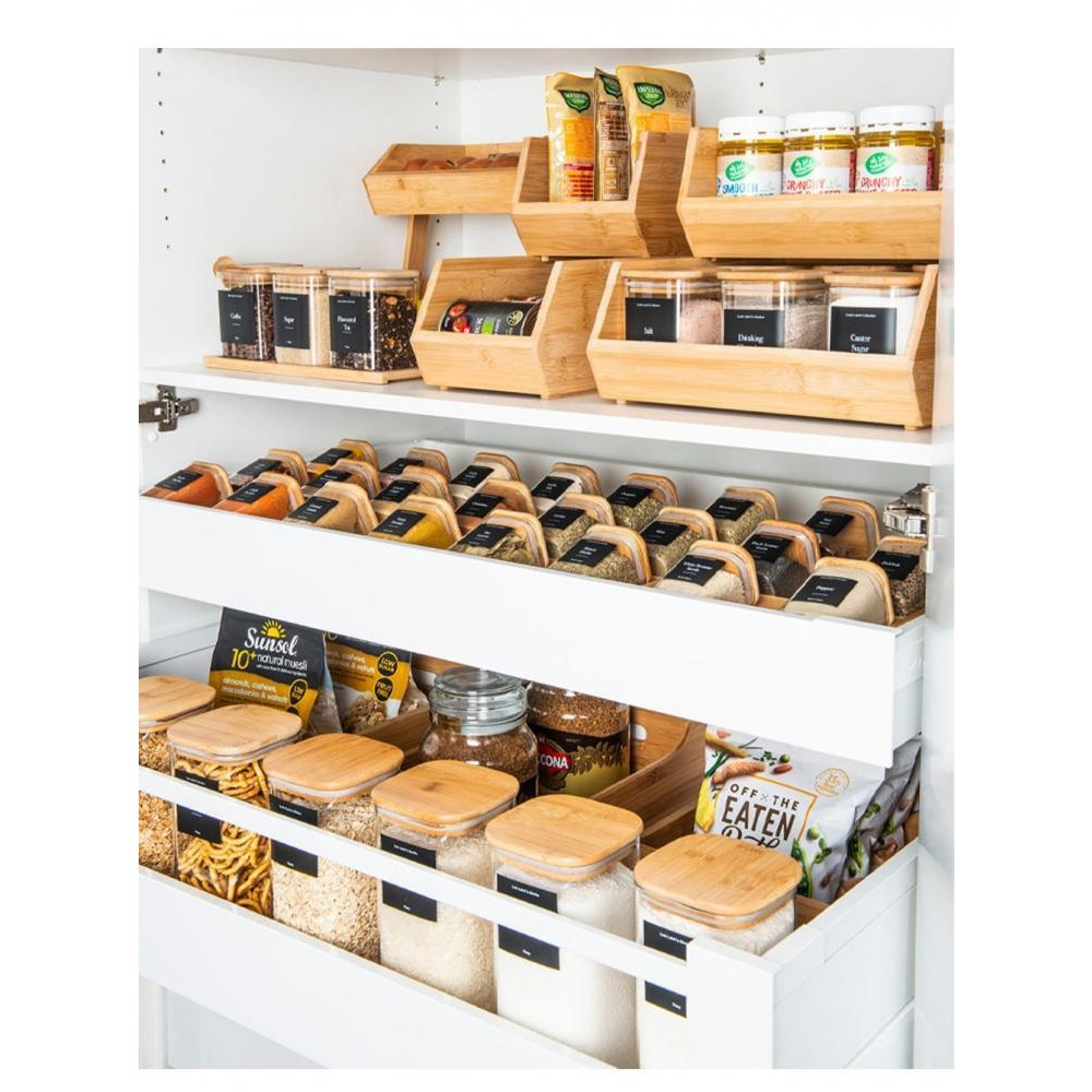 منظم صغير قابل للتكديس من الخيزران للتخزين الضيق - 4