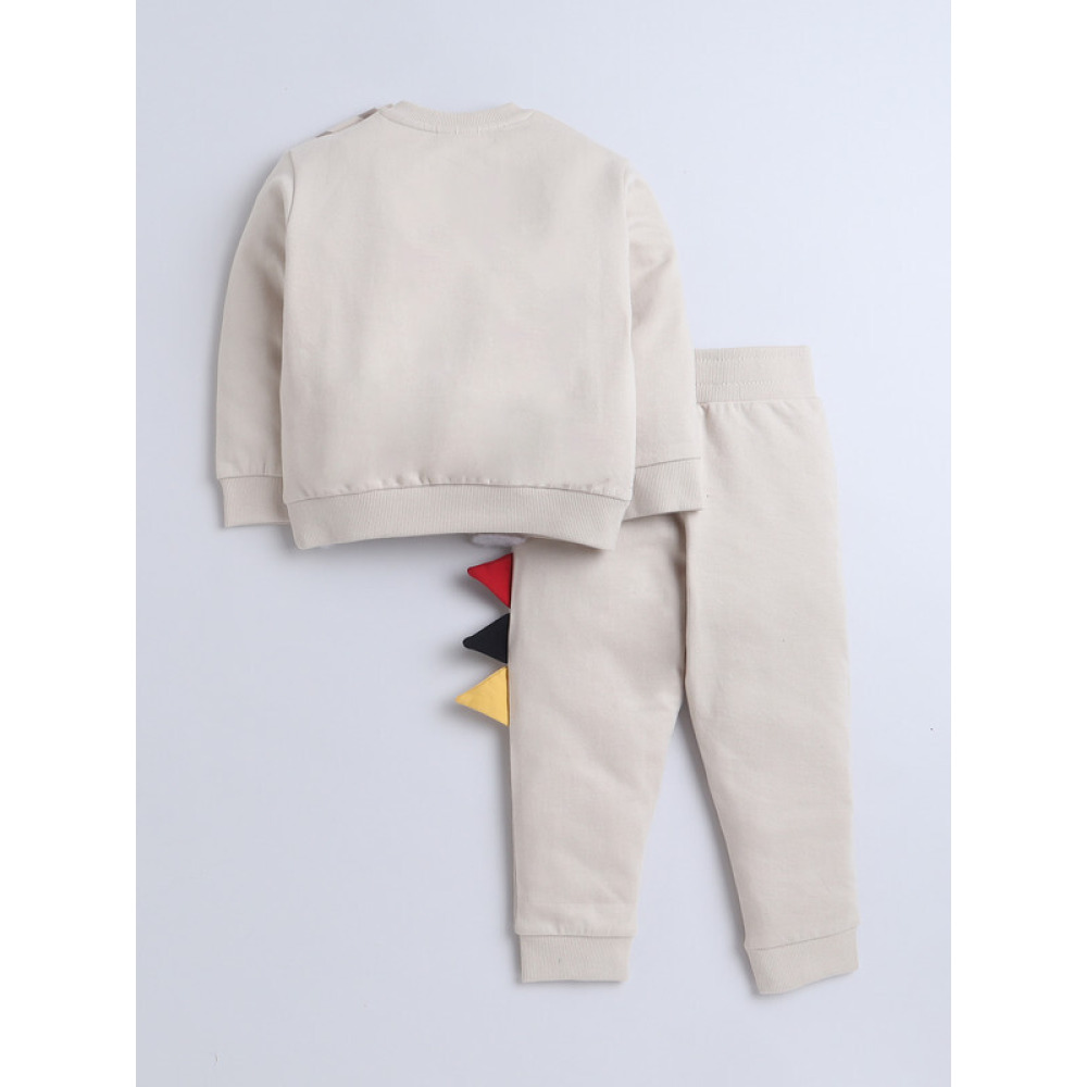 طقم مكون من قطعتين للأولاد - سويت شيرت وبنطال رياضي (12-18 شهرًا) بيج - 2