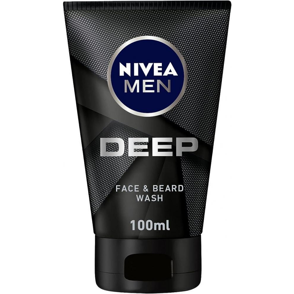 NIVEA / Face and Beard wash cleanser, Deep active charcoal, 3.38 fl oz (100 ml) - 1