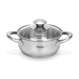 FISSMAN Cooking Pot 0.9L/14x6cm with Glass Lid Stainless Steel with Induction Bottom, Gulliver Series - 1 miniature