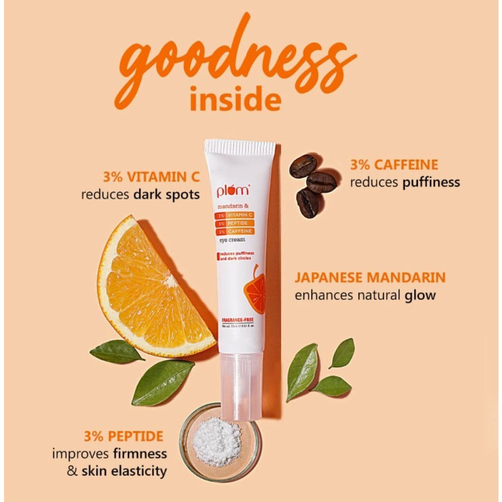 Plum 3% Vitamin C, 3% Peptide & 3% Caffeine Under Eye Cream with Mandarin 15ml - 5